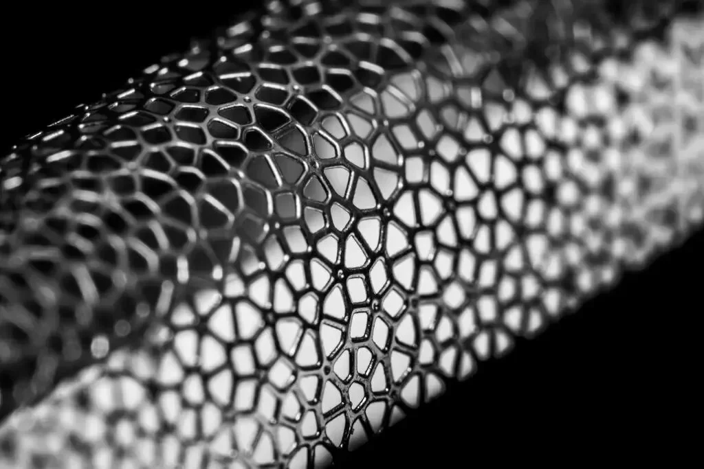 A detailed macro photograph of the durable and elastic mesh material.