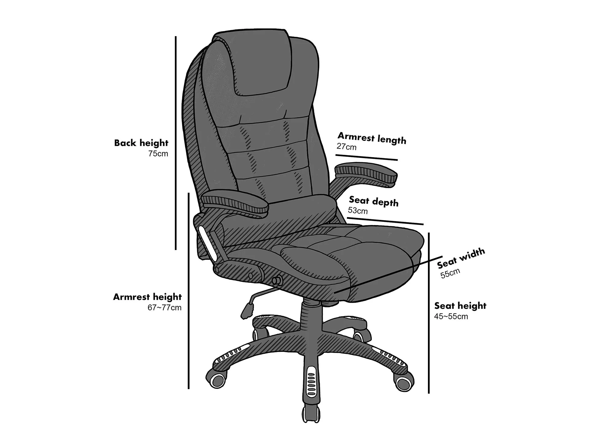 A cross-section view showing the plush layers of foam in the Orion Executive's seat.