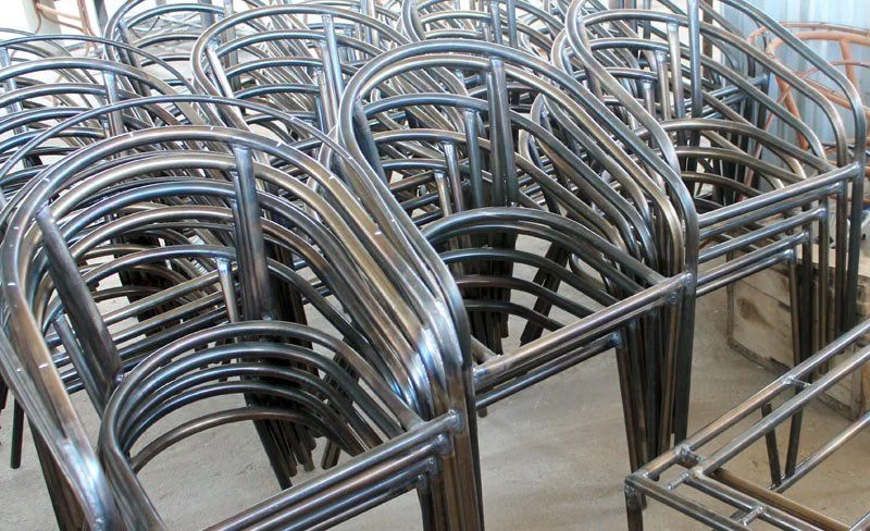 X-ray view of a reinforced steel chair frame.